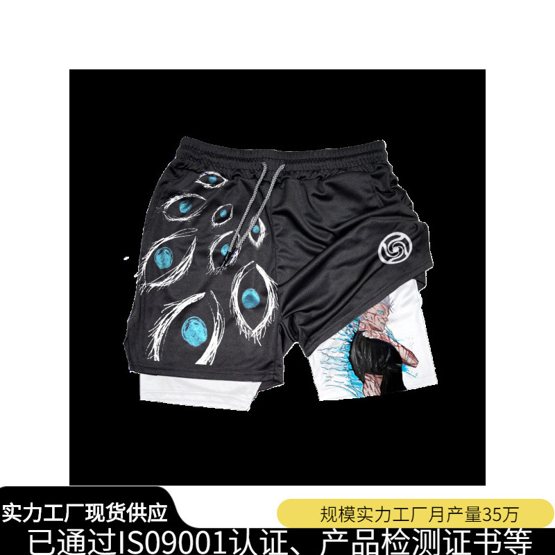 Anime AliExpress Explosions 3D Digital Printing Men's 2-in -1 Double-Layer Sports Shorts Fitness Running Breathable Sweat Absorption