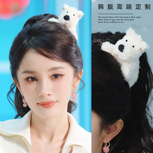 杨幂同款卡通西高地小狗发夹软萌可爱毛绒2025新款后脑勺夹子头饰