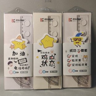 Batch of Student Ruler Four-Piece Set 20 ㎝ Ruler Transparent Triangle Ruler Protractor School Prize Wave Ruler Factory