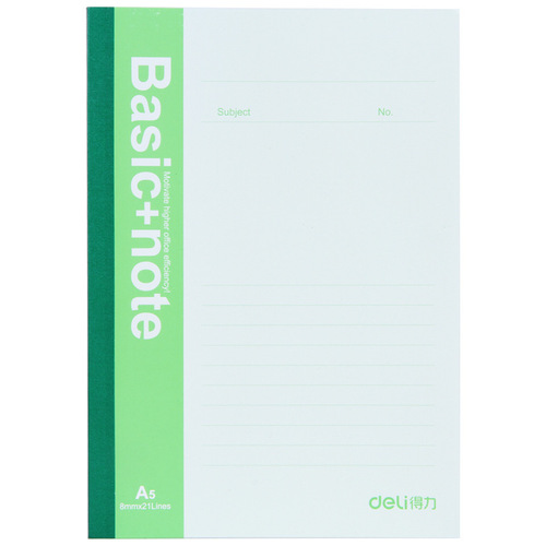 Deli stationery notebook A5 wireless glue bound notepad 30 pages soft surface copy office student diary 7650