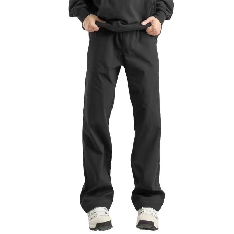 Pantaloni da uomo ActiveGo, in pile, ampi, casual, lunghi, funzionali, neri, morbidi, autunnali e invernali_voghion.com