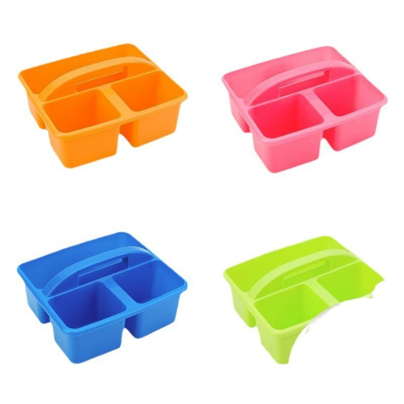 Rainbow plastic handheld storage box for kindergarten, brush painting, stationery, early education