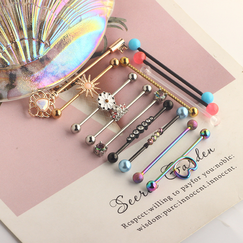 304 Stainless Steel Material Ear Cartilage Rings & Studs Simple Style Classic Style Rhombus 304 Stainless Steel Ear Cartilage Rings & Studs
