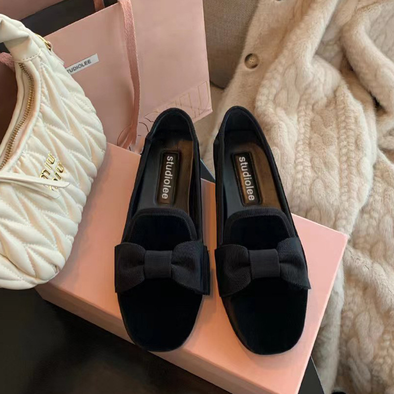 Madre de uva ~ nicho retrógrado zapatos de terciopelo plano para mujeres 2024 primavera nuevos zapatos de abuela de arco