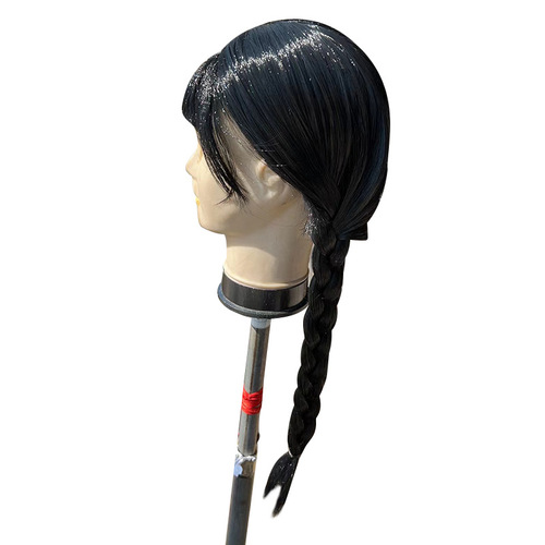 Black center-parted braids, daughter COS wig, Indian black braids, masquerade props