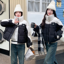 正品街撞色短款羽绒服女2025冬季新款小个子加厚90白鸭绒宽松外套