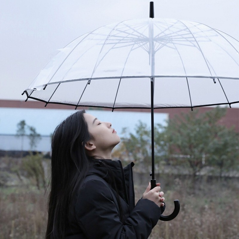 Customized Automatic Transparent Umbrella for Girls, Long-Handled Umbrella, Reinforced, Wind-Resistant and Wear-Resistant, Korean Student Umbrella for Men, Wholesale