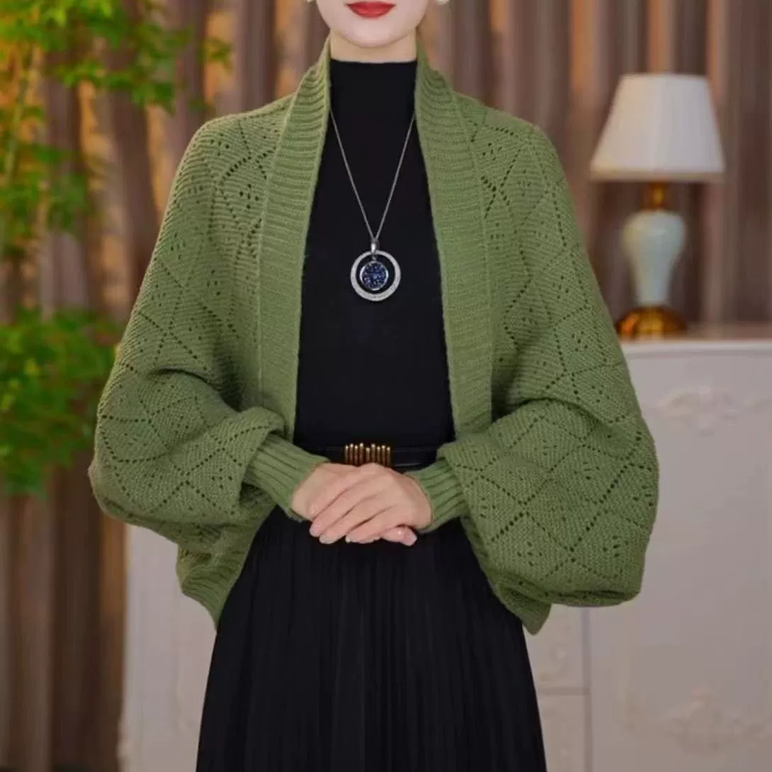 Демисезонное knitted Cloak, женский кардиган slim-fit с бриллиантовой вязкой, длина 145 см