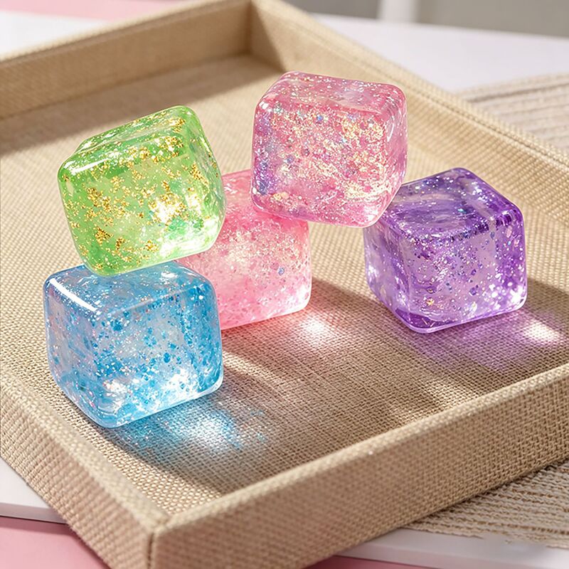 Cross-border maltose ice cube stress-relief toy, gold powder ice cube, high-appearance stress-relief gadget for squeezing and venting