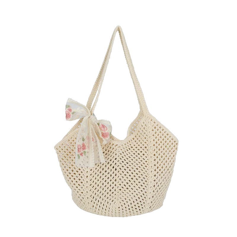 Handmade Rattan Shoulder Bag With Leather Trim For Daily Use_voghion.com