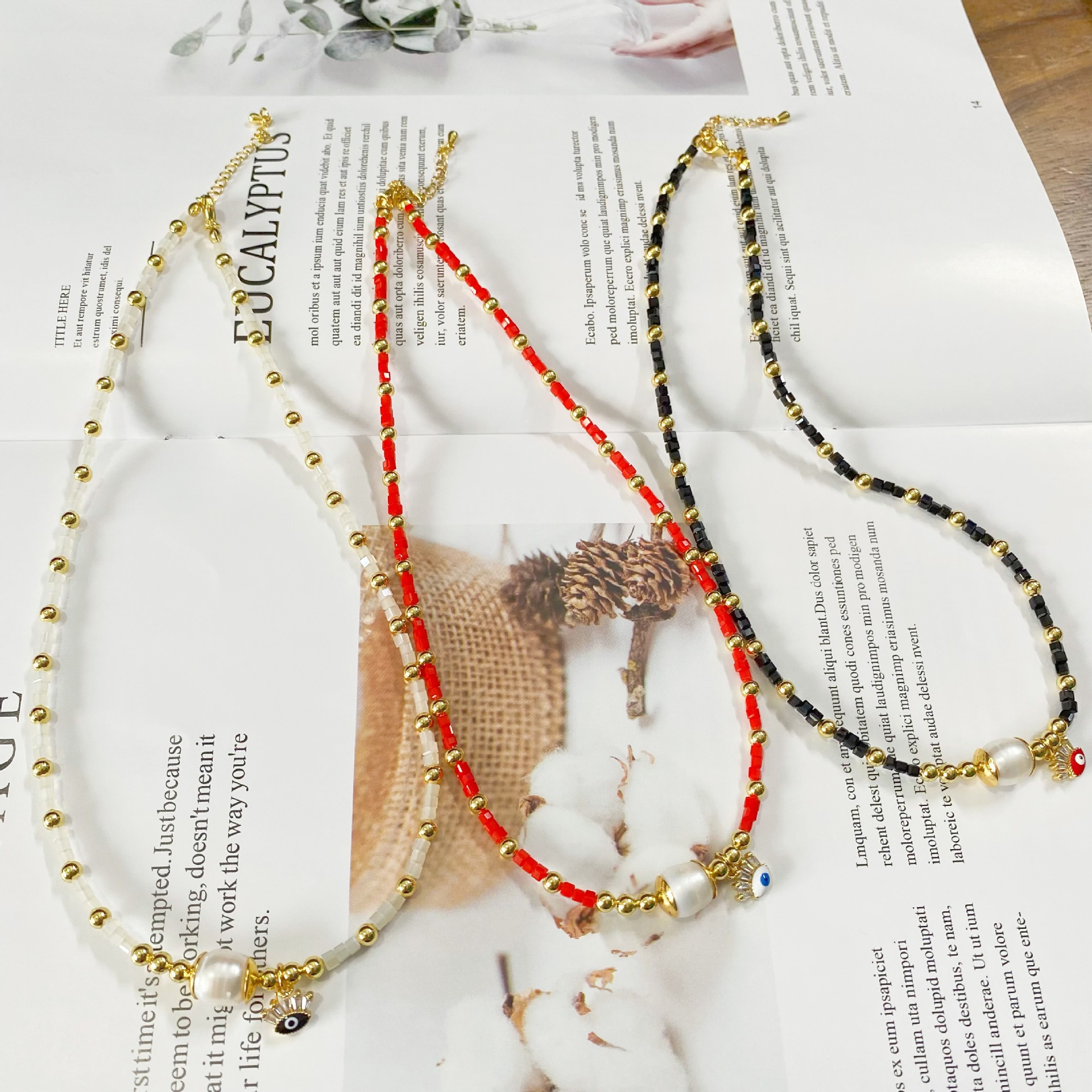 16g Weight Necklace Classification 1 Piece Quantity 1 Piece Simple Style Solid Color Mixed Materials Beaded Women's Necklace