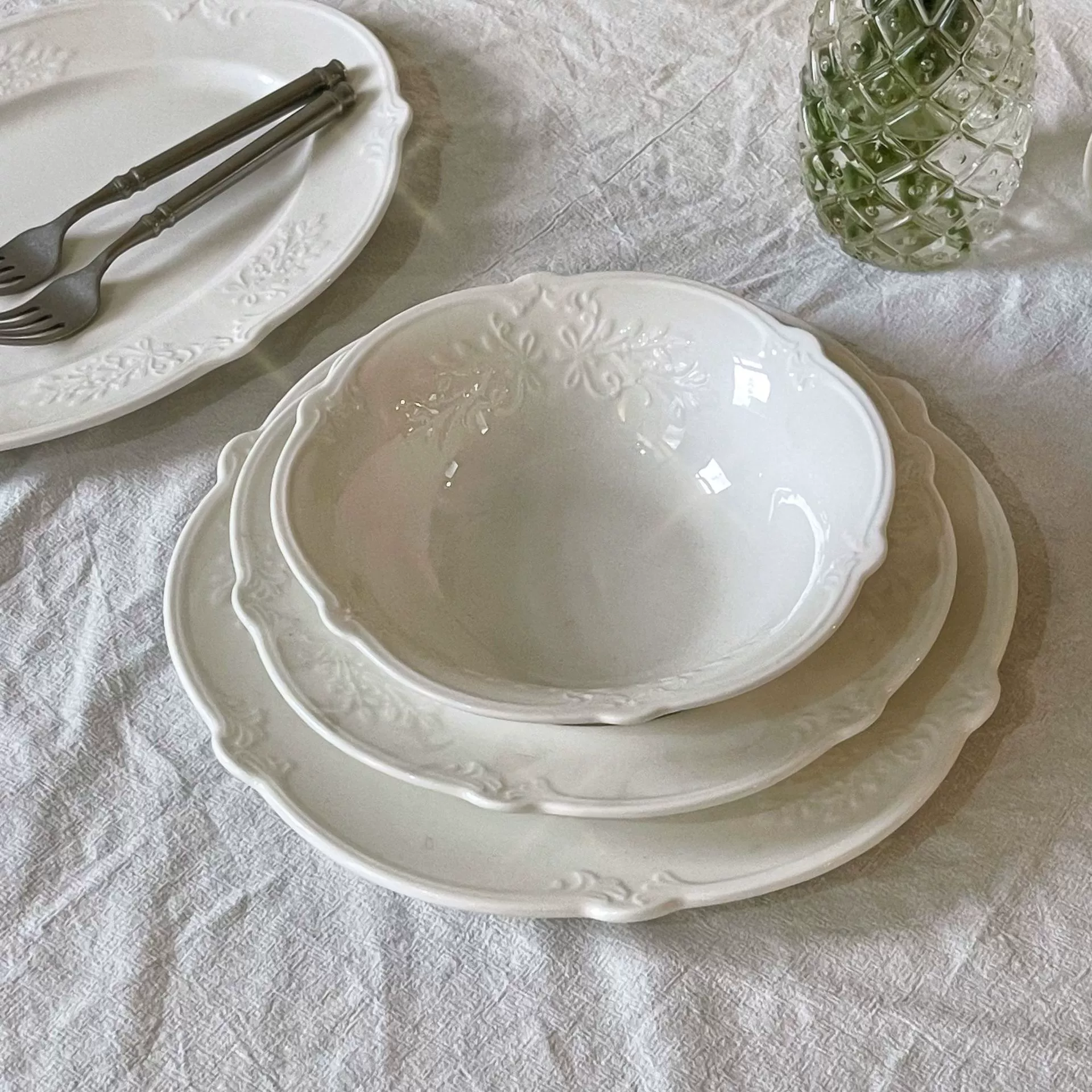 Тарелка Ceramic с французским рельефным узором ретро керамическая кайма тарелка десертная тарелка