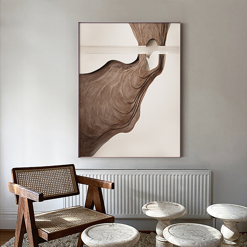 Wabi-sabi Style Wood Grain Living Room Sofa Background Wall Decoration Painting Abstract Art Commercial Space Wall Hanging Painting S