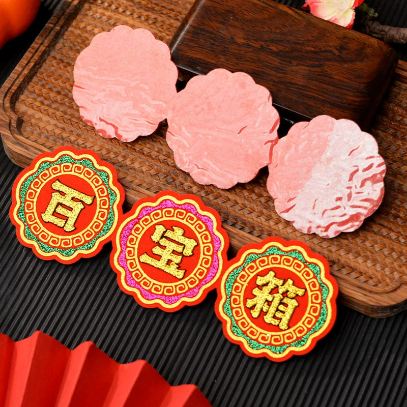 Коробка с сокровищами Рог изобилия Наклейка с изображением Будды 6x18 см Новогодний Весенний фестиваль Праздник середины осени Складная башня Фланелевая бронзовая самоклеящаяся клейкая