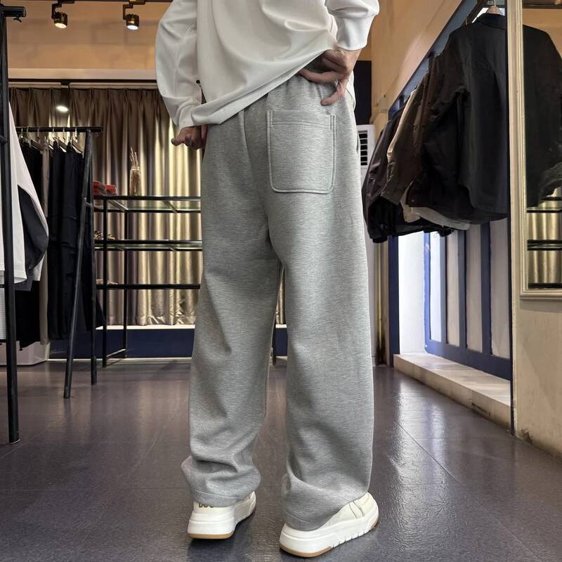 秋季高品质时尚早秋日常穿搭慵懒风垂感潮流直筒男士轻奢休闲裤|undefined