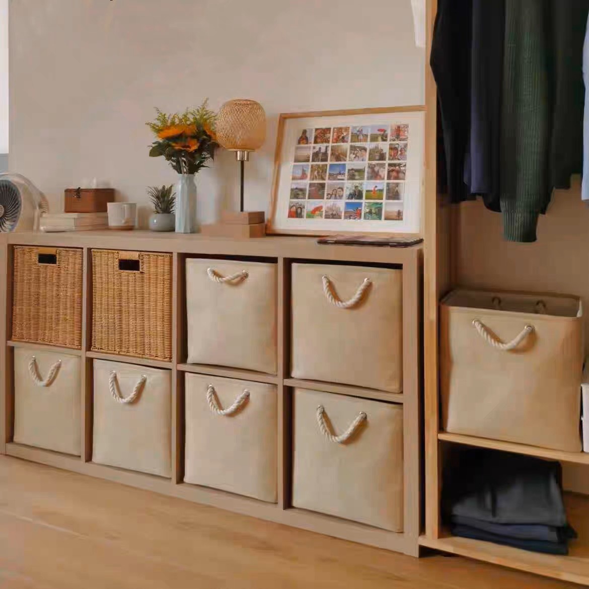 Cesta de almacenamiento de calabaza de agua tejida a mano imitación de vid, cesta de almacenamiento de algas plegable de gabinete de cuadrícula, cesta de almacenamiento