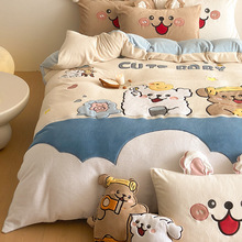 A类牛奶绒四件套可爱卡通ins风女孩冬季加厚保暖防静电双面绒男孩