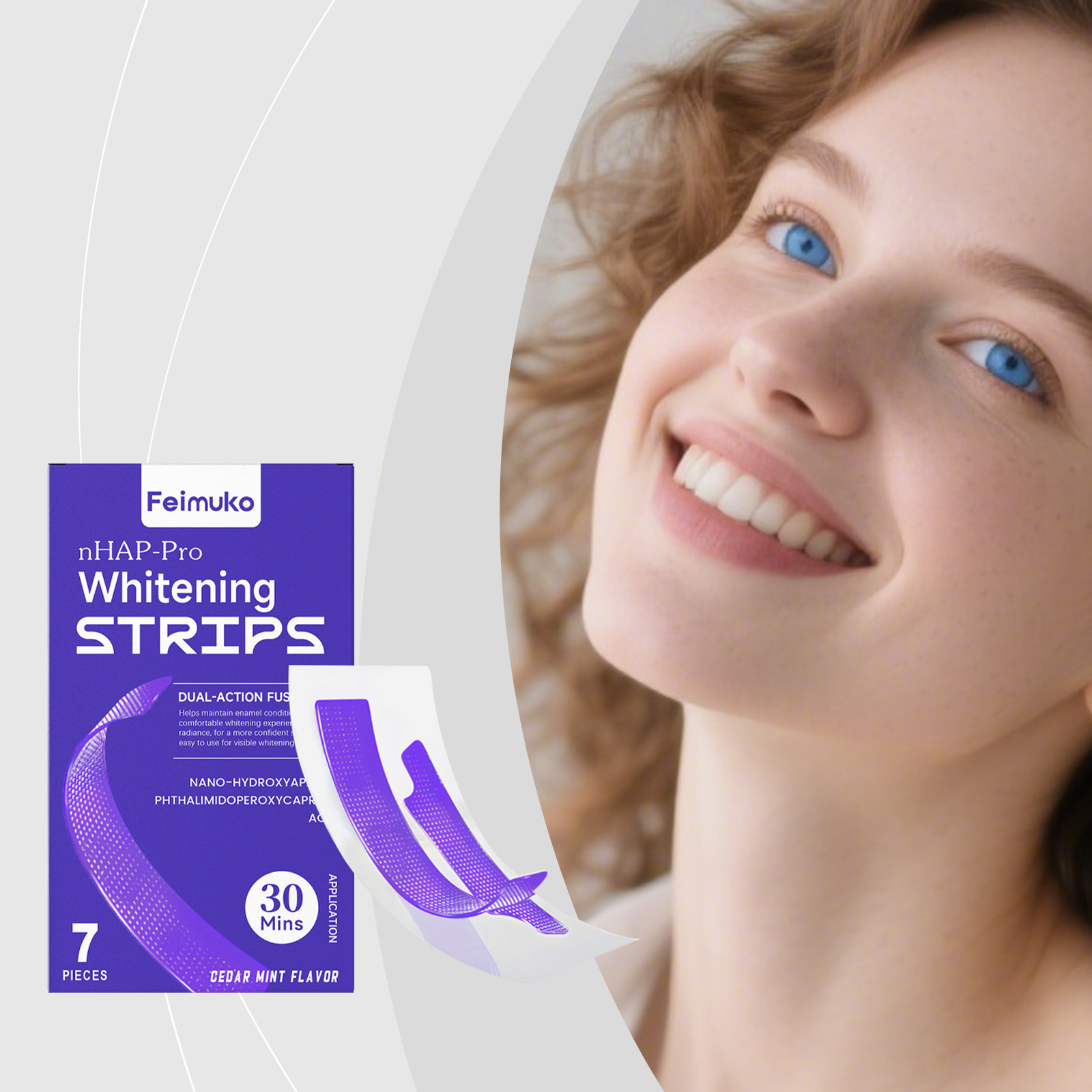 Feimuko 紫色亮泽牙贴 温和清洁牙齿表面光泽清新日常护理牙贴