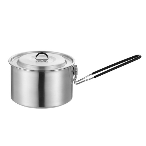 Cross-border product 304 stainless steel outdoor foldable pot camping hiking portable milk pot household camping picnic soup pot