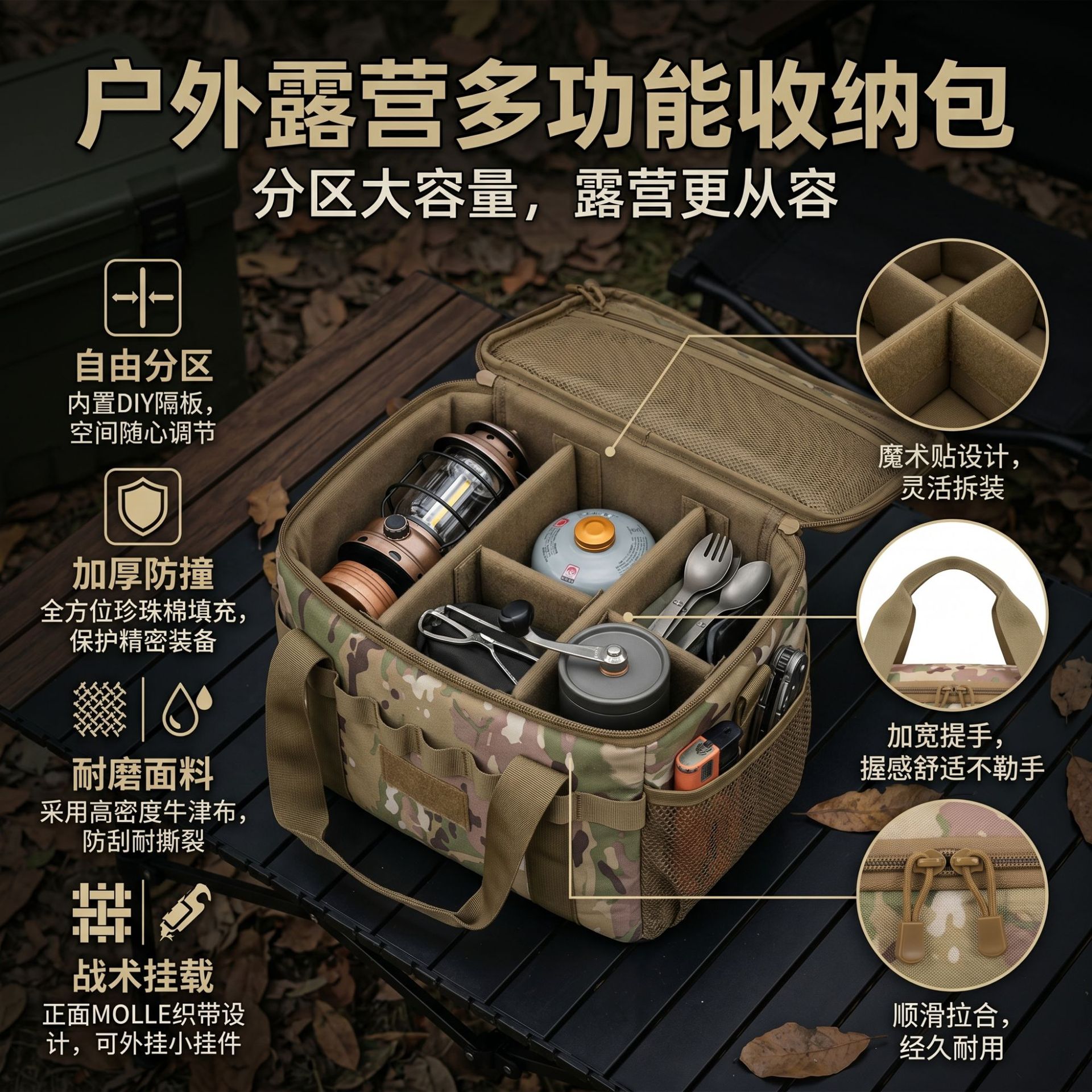 Bolsa Táctica de Mano para Camping de Poliéster Impermeable y Resistente al Desgarro para Exteriores image 4