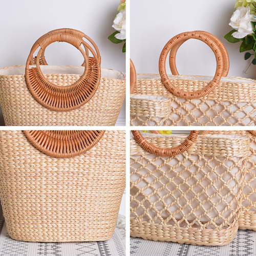 Amazon special sale rattan ins handmade high-value photo artifact straw woven moon style handmade bag