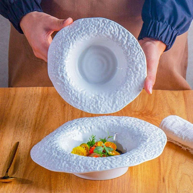 Хозяйственная керамическая глубокая миска с рок-узором, миска для супа лапши, креативная специальность, высококлассная гостиница, холодные блюда, миска для десертов и салатов