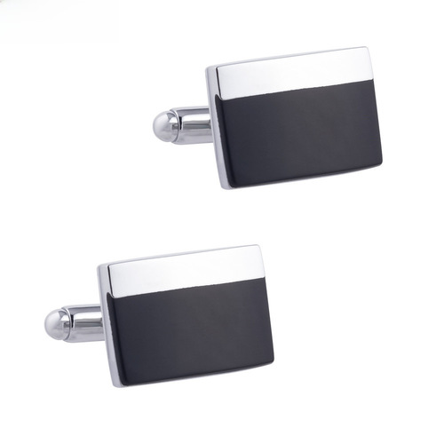 Rectangular black resin enamel metal tie clips for men, minimalist business French-style shirt tie clips wholesale