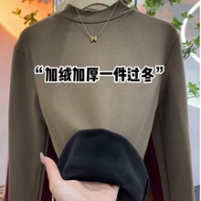 水貂绒小立领打底衫女秋冬季洋气内搭2024新款加绒加厚长袖上衣女