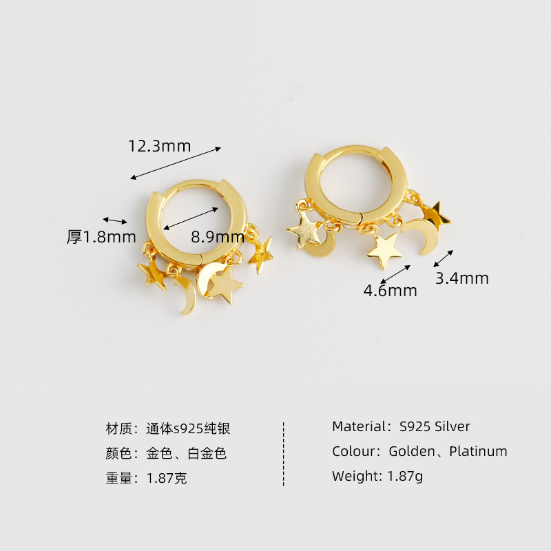 retro star and moon copper ear buckle wholesale Nihaojewelrypicture9