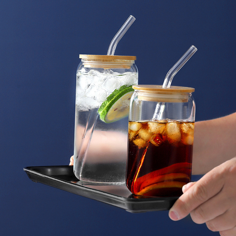 Simple can-shaped high borosilicate glass cup ins style cola water…
