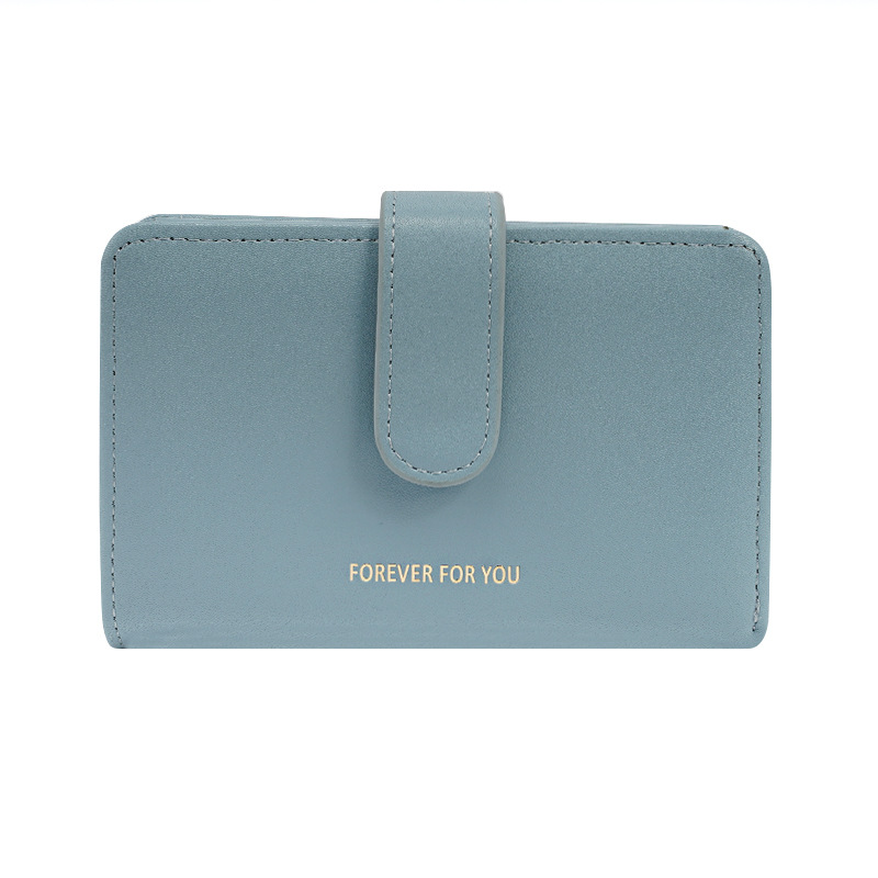 Verano nuevo bolso de color sólido multi-funcional de las mujeres billetera de moda simple de media longitud cartera para niñas puwallet