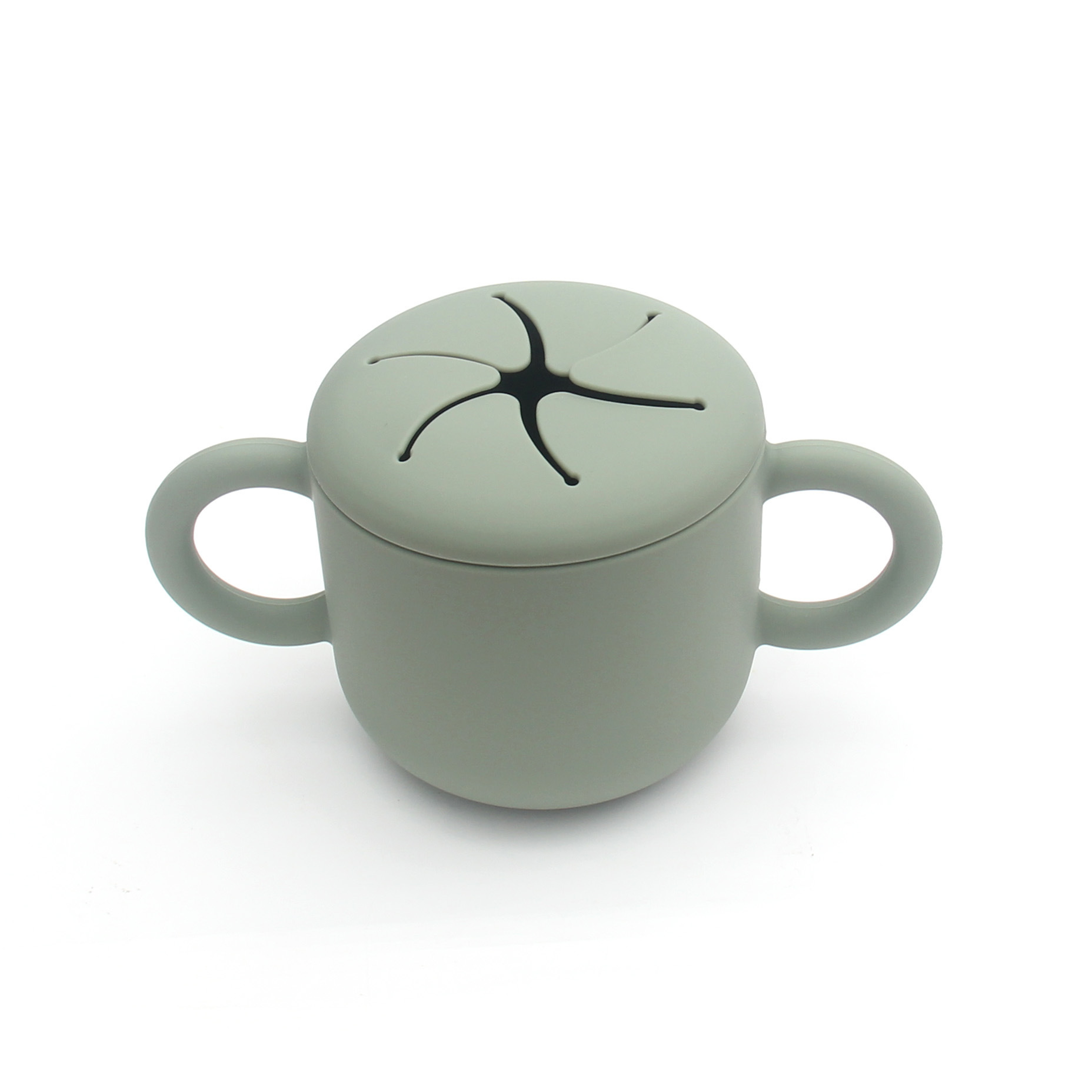 Niños de silicona merienda taza bebé vajilla bebé merienda taza portátil binaural mango niños merienda taza de almacenamiento