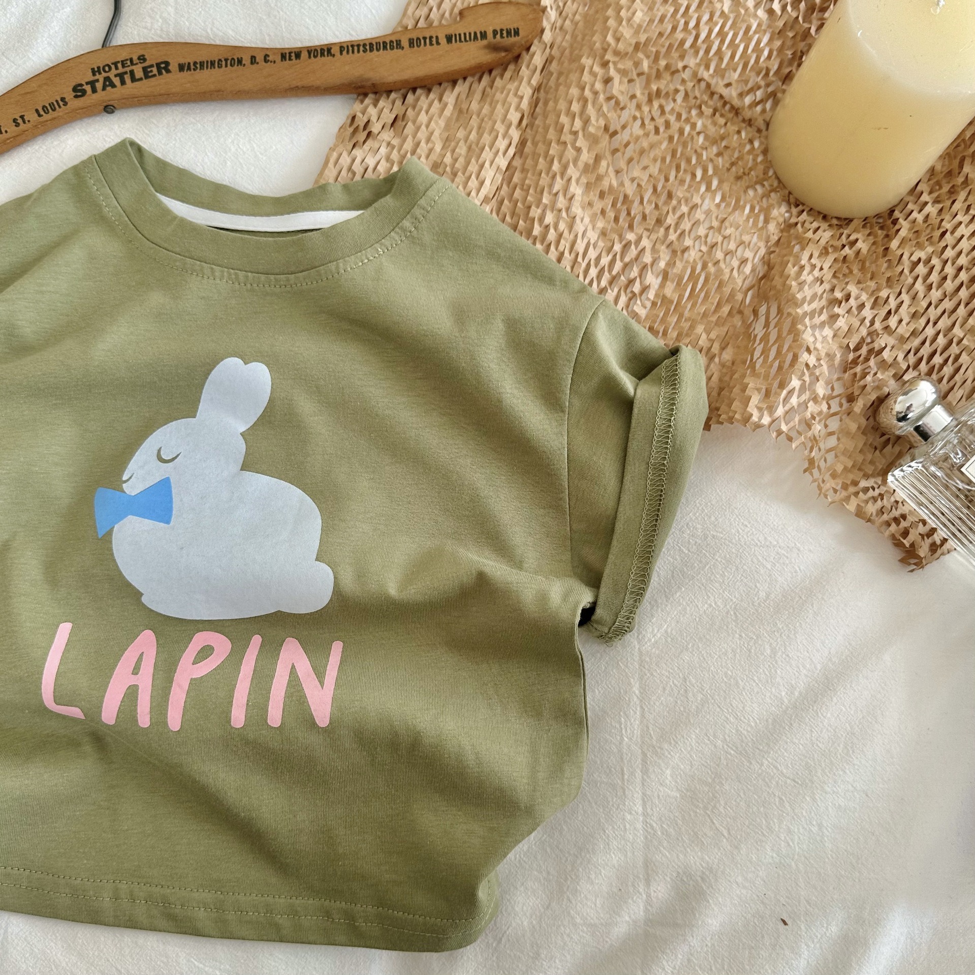 Camiseta de manga corta para niños y niñas de dibujos animados impresa lindo estilo coreano bebé media manga superior 2023 verano nueva camiseta para niños