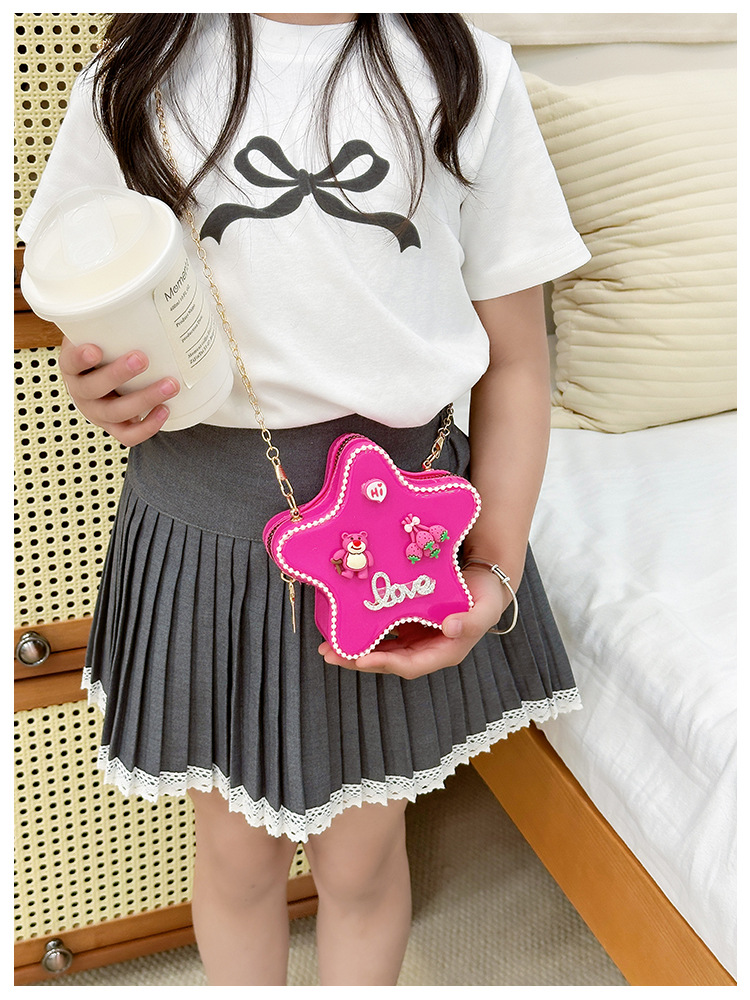 120g Weight Zipper Closure Type Single Shoulder Strap Strap Type Crossbody Bag Bags Type Casual, Holiday Occasion PVC Material Mermaid, Bow Knot Pattern All Seasons Season Kid'S Gender Cute Style Pentagram Shape Kid'S PVC Mermaid Bow Knot Cute Pentagram Zipper Crossbody Bag 3