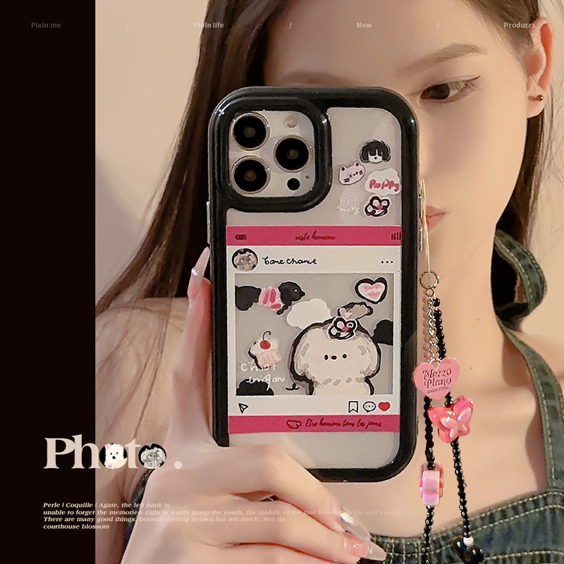 Window-Style Graffiti Dog Case Suitable for 17Pro Max Apple 16 Magnetic Phone Case Iphone13 Couple 12 Hard 15