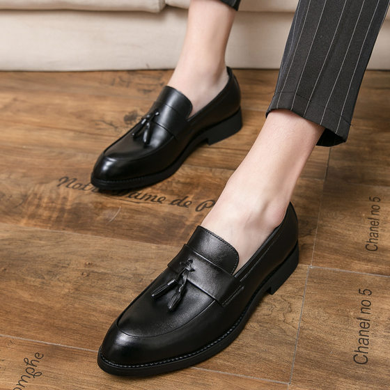 Cross-Border small size leather shoes Men's Four Seasons breathable legged business casual shoes British Korean style matching suit men's leather shoes