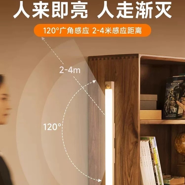爆款人体感应灯条usb充电led磁吸橱柜衣柜酒柜走廊过道应急小夜灯|undefined