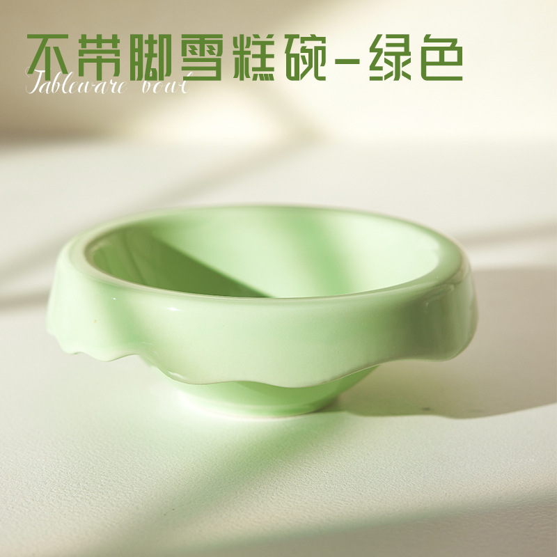 Tazón de cerámica para gatos Tazón para mascotas Tazón de helado Pie alto Diagonal Protección para el cuello Anti-volcado Tazón de comida para gatos Tazón para beber Tazón para perros al por mayor