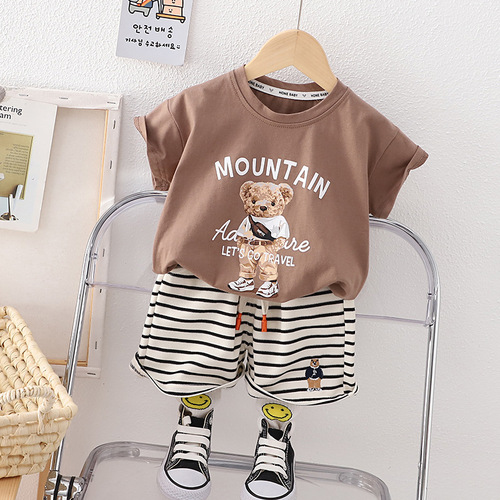 Boys summer cartoon suit short-sleeved  new children's summer clothes sports two-piece set for small and medium-sized children cross-border