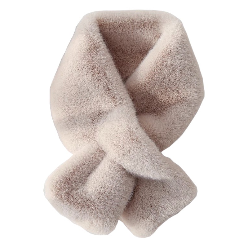 マフラーの女性の冬の百合のぬいぐるみの厚いマフラーの韓国版の純色の毛の首のカバーの少女のかわいいウサギの毛のマフラー