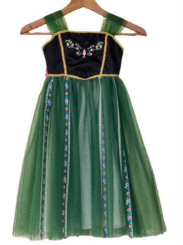  New Frozen Anna Princess Dress Girls Dress Short Sleeve Summer Mesh Dress 6-piece Dropshipping