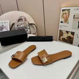 平底拖鞋女夏外穿2025新款夏天方头一字拖外贸大码凉拖鞋工厂批发