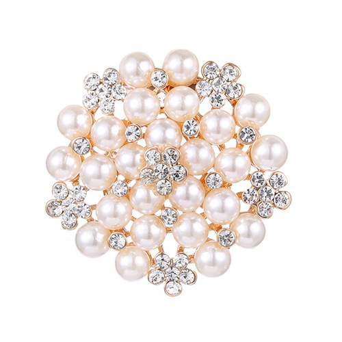 Large pearl brooch, diamond brooch, high-end lapel pin, clothing accessories, sunflower silk scarf buckle, foreign trade source