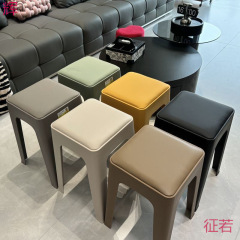 塑料凳子软包加厚家用可叠放客厅现代简约板凳久坐舒服商用餐椅子