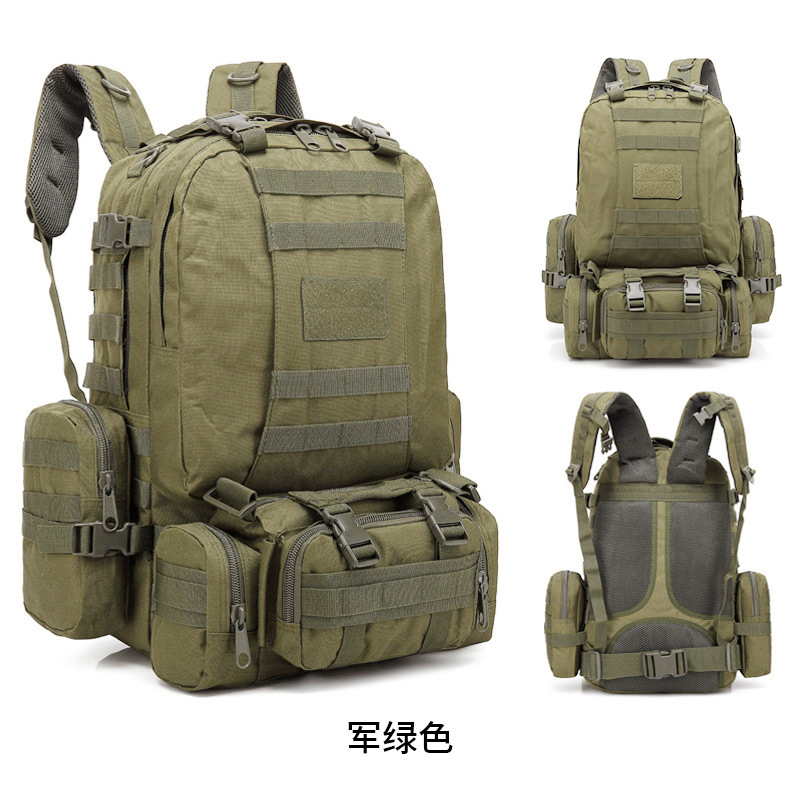 Mochila de montañismo combinada para exteriores de gran capacidad, mochila multifuncional, mochila táctica de viaje de camuflaje militar de tela Oxford para hombres