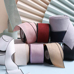 Single layer colorful edge cotton and linen fabric ribbon DIY bow hair accessories material clothes accessories flowers gift packaging ribbon