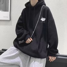 2024秋冬男装加绒外套男连帽时尚套头卫衣男学生青年百搭运动夹克