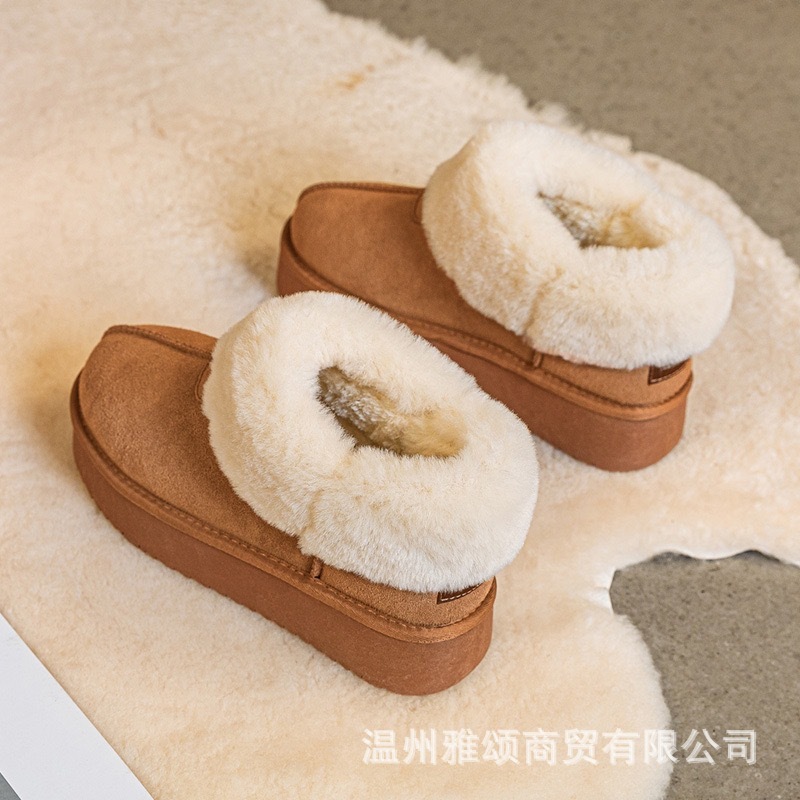 厚底雪地靴女加绒加厚东北棉鞋新款冬季面包鞋一脚蹬毛毛鞋2413|undefined