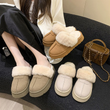2026秋冬新款网红休闲包头棉拖鞋女厚底毛绒保暖跨境欧美毛毛棉鞋