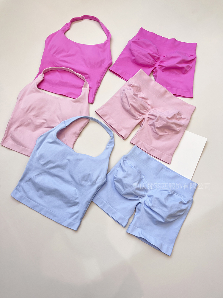 Transfronteriza versión de la patria DF cuello cuadrado chaleco de cuello colgante de tres capas con almohadilla de pecho alta elástica hermosa espalda ajustada sin costuras ropa de yoga de fitness